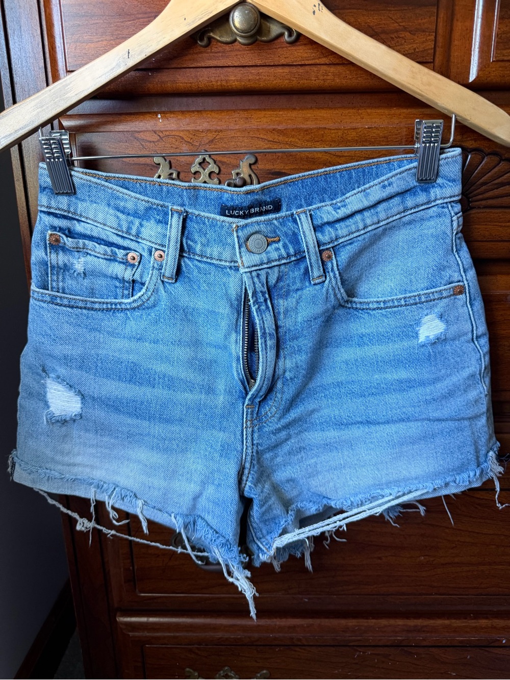 Lucky Brand Distressed Light Blue Denim Cutoff Shorts
